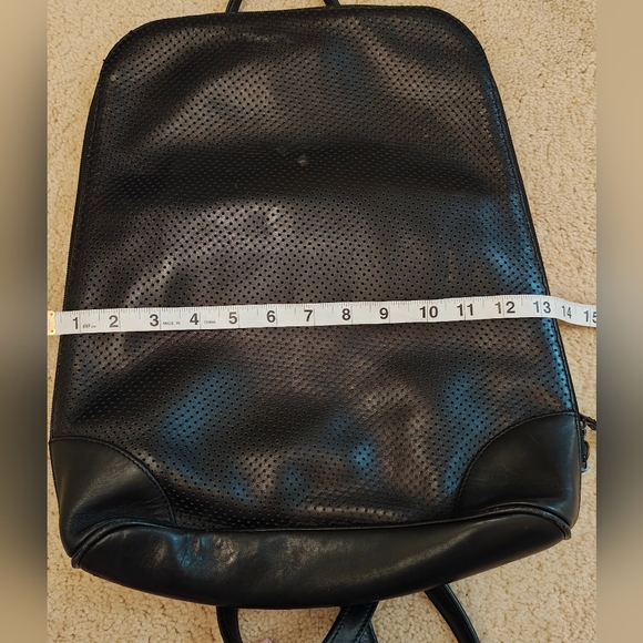 Y2K Latico Leather Perforated Black Leather Laptop Backpack. - Picture 9 of 12